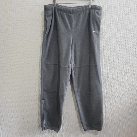 Vintage Nike Gray Fleece Sweatpants XXL Red Embroidered Logo Baggy Fit Retro - Picture 5 of 12